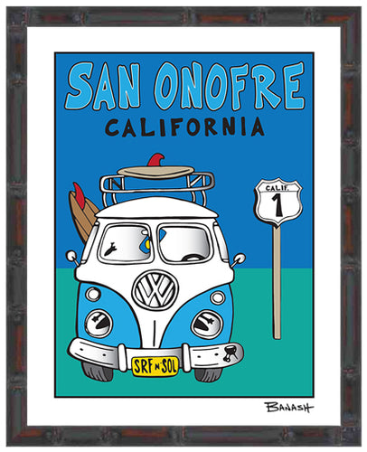 SAN ONOFRE ~ SURF VW BUS GRILL ~ 16x20