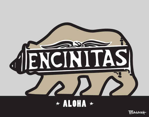 ENCINITAS ~ TOWN SIGN ~ ALOHA ~ CATCH A BEAR ~ 16x20