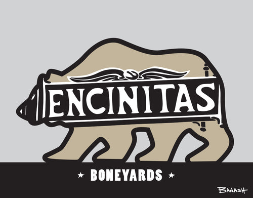ENCINITAS ~ TOWN SIGN ~ BONEYARDS ~ CATCH A BEAR ~ 16x20