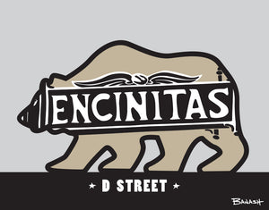 ENCINITAS ~ TOWN SIGN ~ D ST ~ CATCH A BEAR ~ 16x20