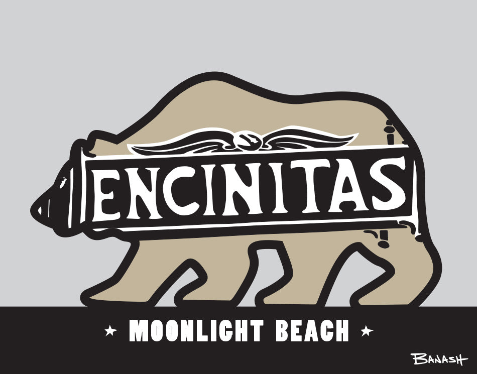 ENCINITAS ~ TOWN SIGN ~ MOONLIGHT BEACH ~ CATCH A BEAR ~ 16x20