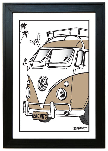 ENCINITAS ~ CALIF STYLE VW BUS ~ 12x18