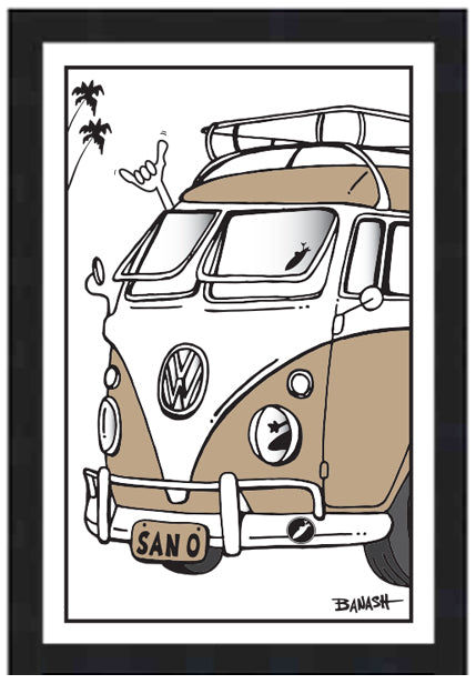 CALIF STYLE SURF BUS ~ SAN ONOFRE ~ 12x18