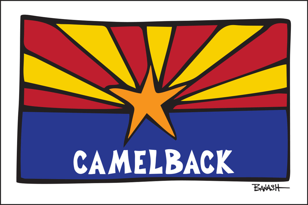 CAMELBACK ~ SUNRISE ~ ARIZONA FLAG ~ LOOSE ~ 12x18