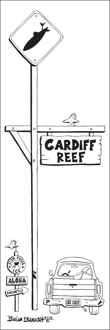 CARDIFF REEF ~ TOWN SURF XING ~ CARDIFF BY THE SEA ~ 8x24