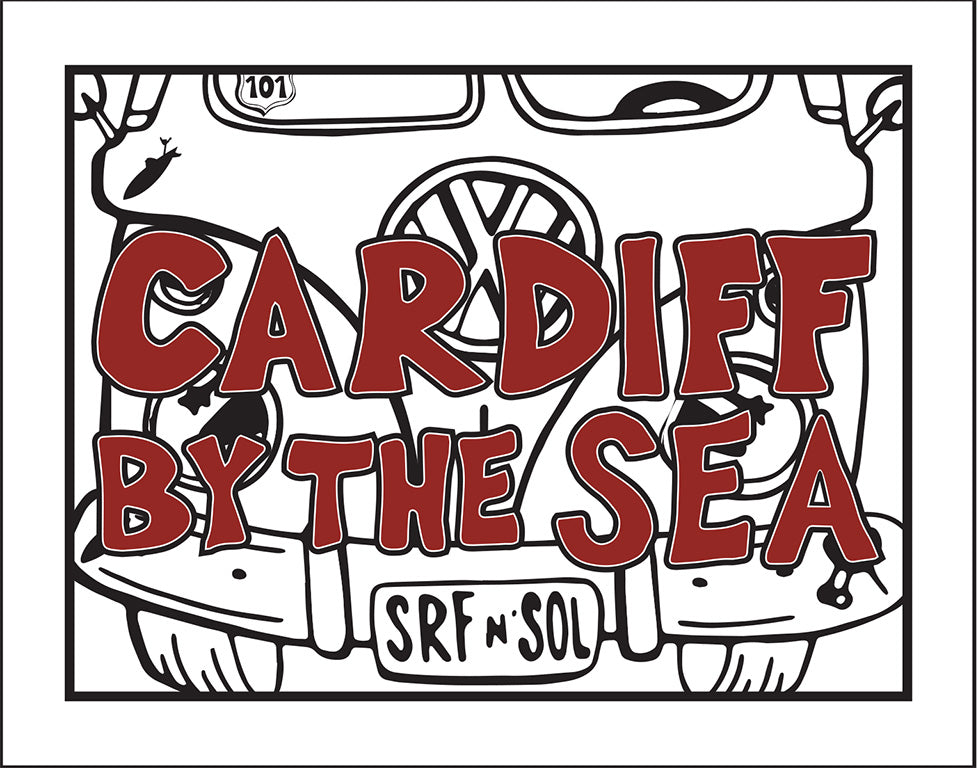 CARDIFF BY THE SEA ~ SURF BUS GRILL BUMPER ~ 16x20