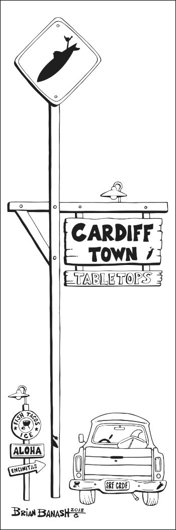 TABLETOPS ~ TOWN SURF XING ~ CARDIFF BY THE SEA ~ 8x24