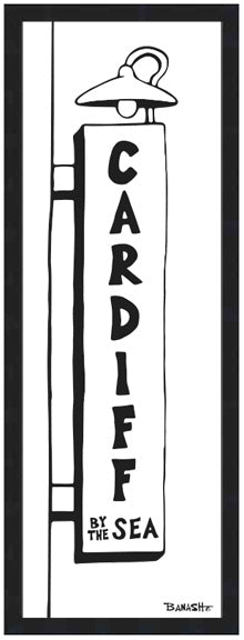 TOWN SIGN ~ CARDIFF BY THE SEA ~ 8x24