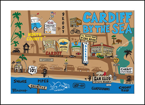 CARDIFF BY THE SEA ~ TOWN ~ 16x20