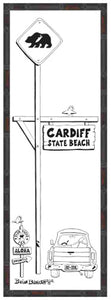 CARDIFF STATE BEACH ~ CALIF BEAR ~ SURF XING ~ 8x24