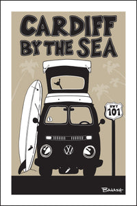 CARDIFF BY THE SEA ~ SURF CAMPER BUS GRILL ~ 12x18
