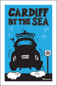 CARDIFF BY THE SEA ~ SURF BUG TAIL AIR ~ BLACK N TAN ~ 12x18