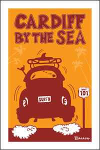 CARDIFF BY THE SEA ~ SURF BUG TAIL AIR ~ BLACK N TAN ~ 12x18