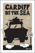 Load image into Gallery viewer, CARDIFF BY THE SEA ~ SURF CHEVY WAGON TAIL AIR ~ BLACK N TAN ~ 12x18