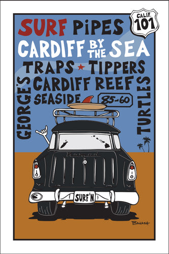 CARDIFF BY THE SEA ~ SURF NOMAD ~ SURF BREAKS ~ SAND LINES ~ 12x18