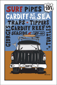CARDIFF BY THE SEA ~ SURF NOMAD ~ SURF BREAKS ~ SAND LINES ~ 12x18