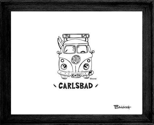 CARLSBAD ~ CATCH A LINE BUS ~ 16x20