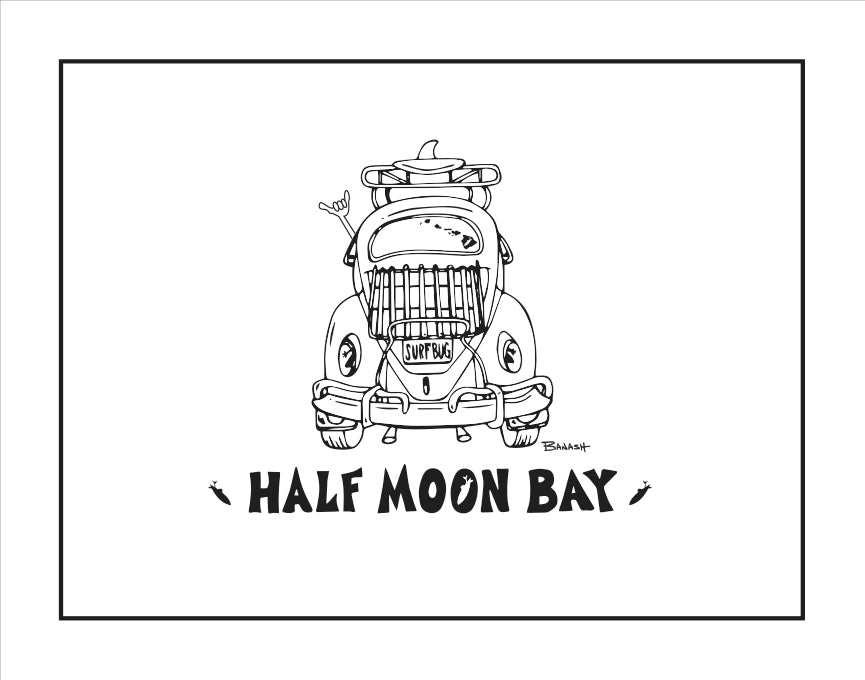HALF MOON BAY ~ CATCH A LINE ~ SURF BUG ~ 16x20