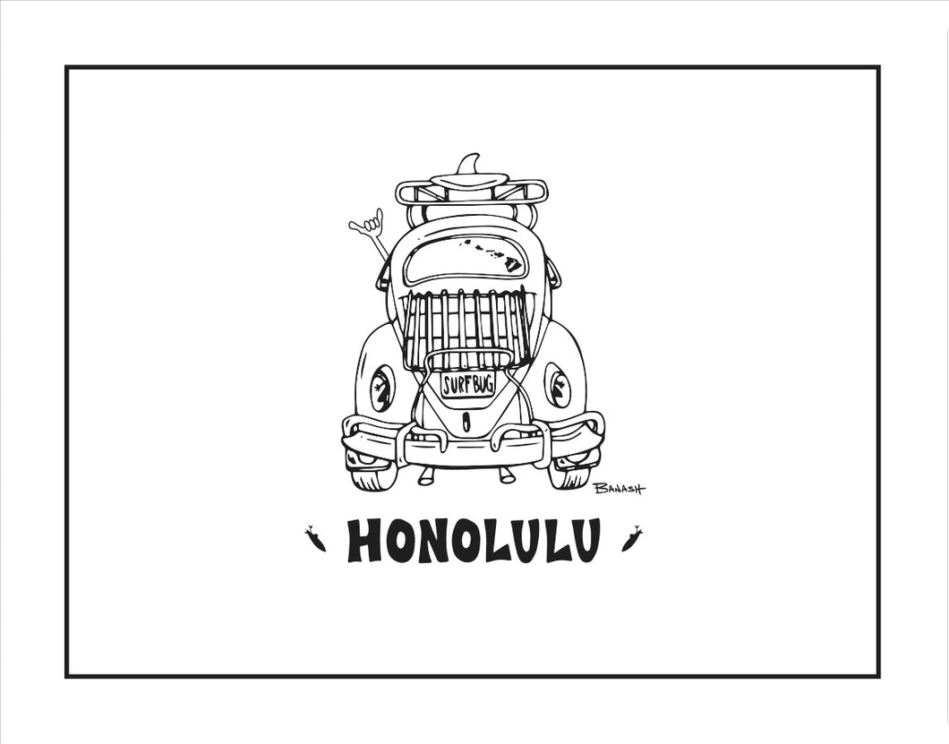 HONOLULU ~ SURF BUG TAIL ~ CATCH A LINE ~ 16x20