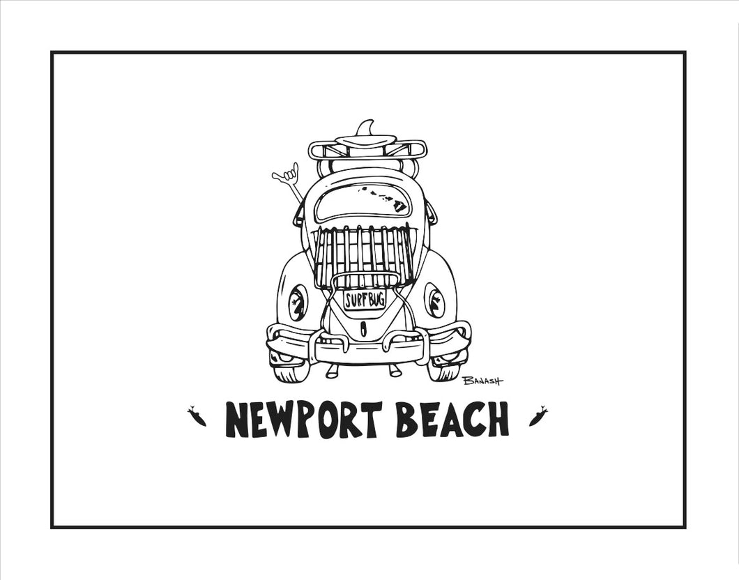 NEWPORT BEACH ~ CATCH A LINE ~ SURF BUG TAIL ~ 16x20