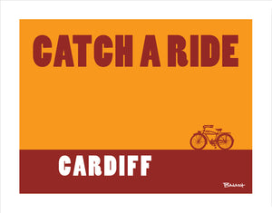 CARDIFF BY THE SEA ~ CATCH A RIDE ~ AUTOCYCLE ~ 16x20