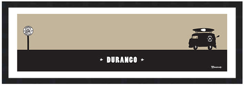 DURANGO ~ CATCH A RIVER ~ BUS KAYAK ~ BLACK FRAMED PRINT ~ 8x24
