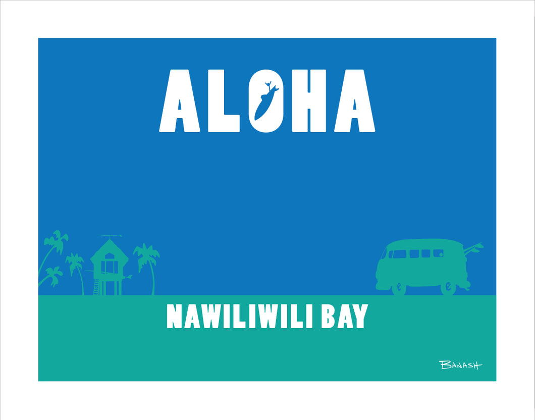 NAWILIWILI BAY ~ ALOHA ~ SURF BUS HUT ~ 16x20