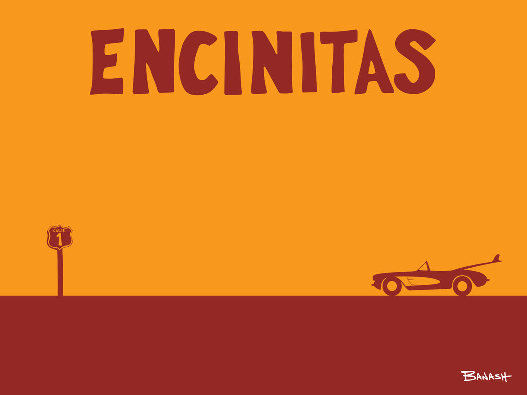 ENCINITAS ~ CATCH A SURF ~ SURF CORVETTE CONVERTIBLE ~ 16x20