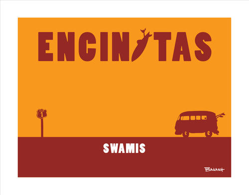 ENCINITAS ~ SWAMIS ~ CATCH A SURF ~ SURF BUS ~ 16x20