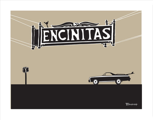 ENCINITAS ~ TOWN SIGN ~ SURF EL CAMINO ~ 16x20