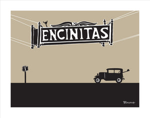 ENCINITAS ~ TOWN SIGN ~ SURF FORD MODEL T ~ 16x20