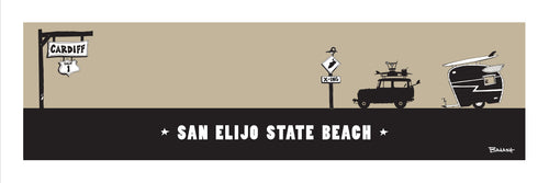 SAN ELIJO STATE BEACH ~ SURF LAND CRUISER II ~ SIGN POST ~ 8x24