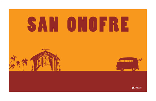 SAN ONOFRE ~ CATCH A SURF ~ OLD MANS SHACK ~ SURF BUS ~ 12x18