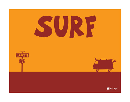 SURF ~ SAN ONOFRE SIGN ~ SURF VAN ~ 16x20