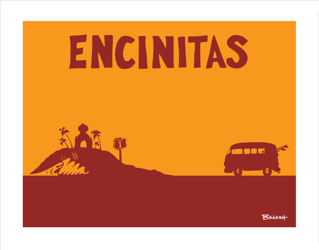 ENCINITAS ~ CATCH A SURF ~ SWAMIS POINT ~ SURF BUS ~ 16x20