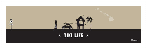 TIKI LIFE ~ SURF HUT ~ HAWAIIAN ISLANDS ~ 8x24