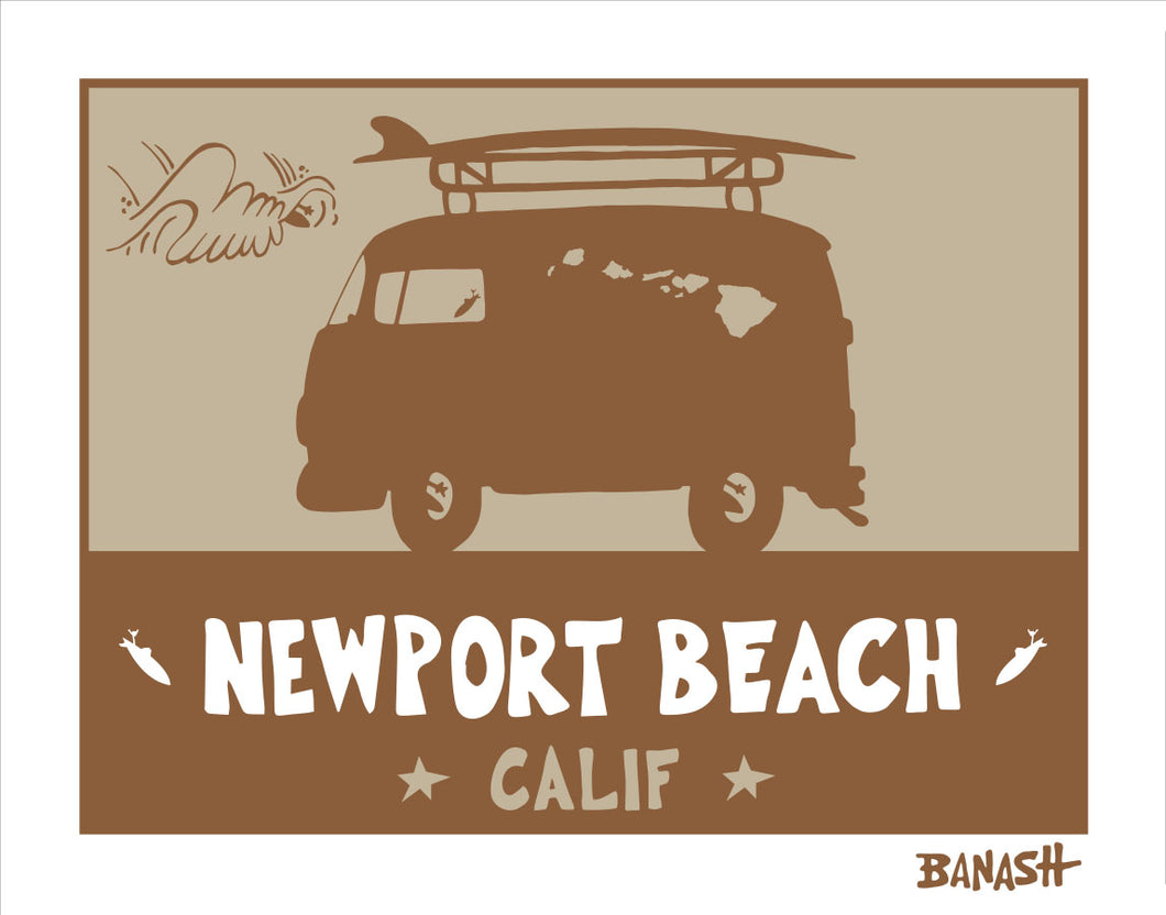 NEWPORT BEACH ~ CATCH SAND ~ SURF BUS ~ 16x20
