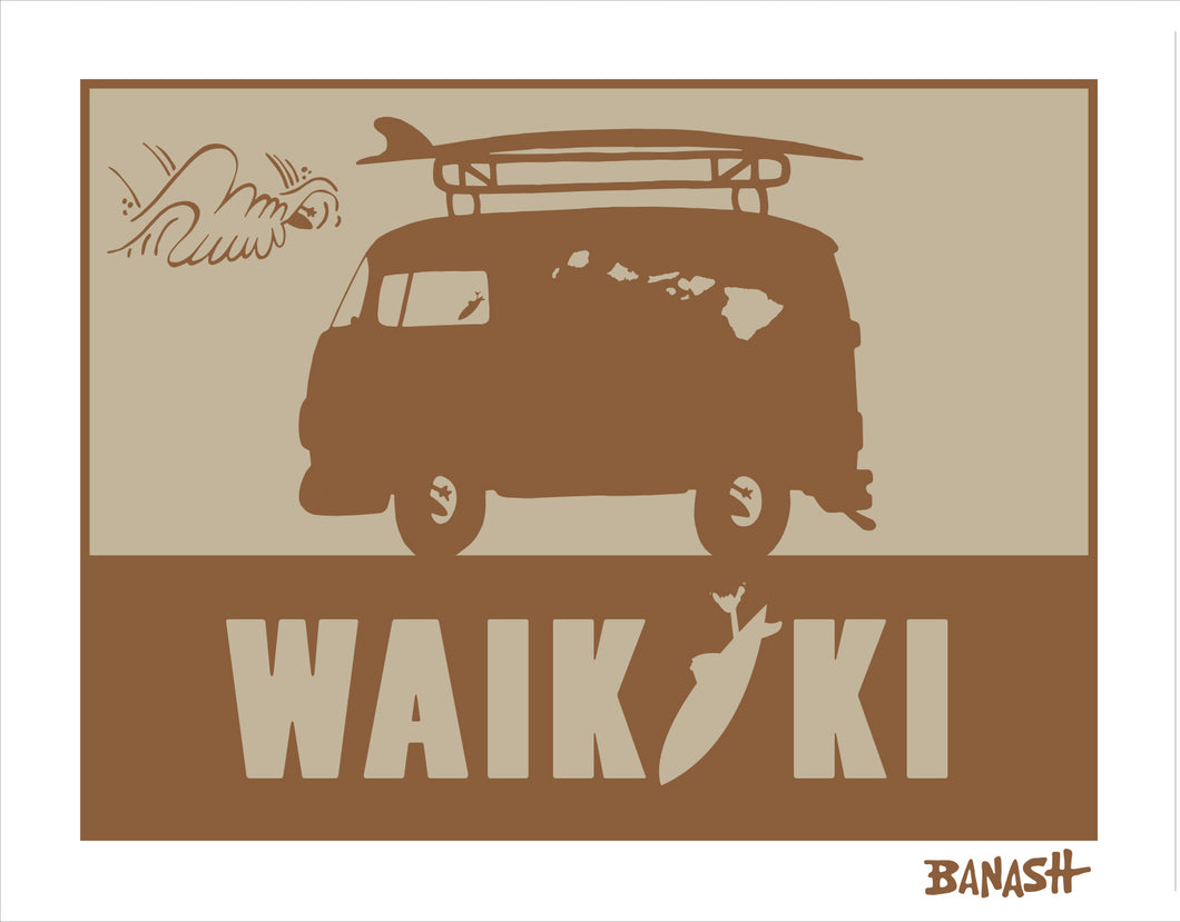 WAIKIKI ~ SURF BUS ~ CATCH SAND ~ 16x20