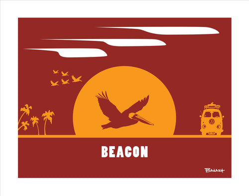 BEACON ~ CATCH SUNDOWN ~ SURF PELICAN ~ LEUCADIA ~ 16x20