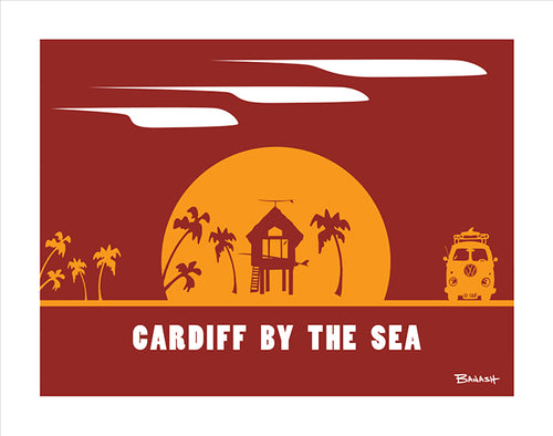 CARDIFF BY THE SEA ~ SURF HUT ~ SUNDOWN ~ 16x20