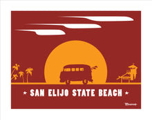 Load image into Gallery viewer, CARDIFF BY THE SEA ~ SAN ELIJO STATE BEACH ~ SURF BUS ~ SUNDOWN ~ 16x20