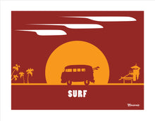 Load image into Gallery viewer, CARDIFF BY THE SEA ~ SURF ~ SURF BUS ~ SUNDOWN ~ 16x20