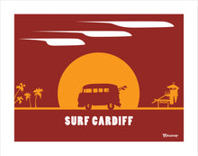 Load image into Gallery viewer, CARDIFF BY THE SEA ~ SURF CARDIFF ~ SURF BUS ~ SUNDOWN ~ 16x20