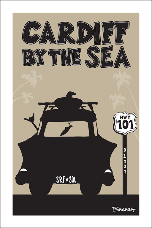 CARDIFF BY THE SEA ~ SURF CHEVY WAGON TAIL ~ 12x18