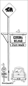 CORONA DEL MAR STATE BEACH ~ TOWN SIGN ~ SURF XING ~ 8x24