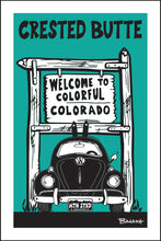 Load image into Gallery viewer, CRESTED BUTTE ~ WELCOME SIGN ~ SKI BUG GRILL ~ 12x18