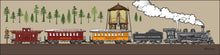 Load image into Gallery viewer, D&amp;SNG RR ~ LOCOMOTIVE 473 ~ COACH ~ CABOOSE ~ WATER TOWER ~ PINES ~ 12x48