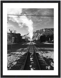 D&SNG RR ~ DISTANT SMOKESTACK ~ TOWN ~ 16x20