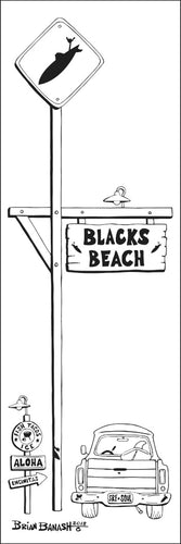 BLACKS BEACH ~ TOWN SIGN ~ SURF XING ~ 8x24