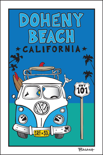 DOHENY BEACH ~ SIMPLE SURF VW BUS GRILL ~ 12x18